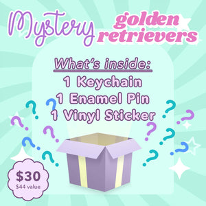 Mystery Golden Retriever 3-Pack Brooches & Lapel Pins Flair Fighter