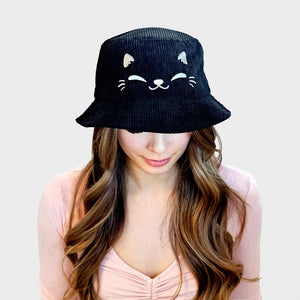 Black Cat Corduroy Bucket Hat Bucket Hats Flair Fighter