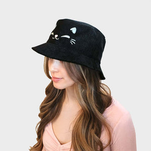 Black Cat Corduroy Bucket Hat Bucket Hats Flair Fighter