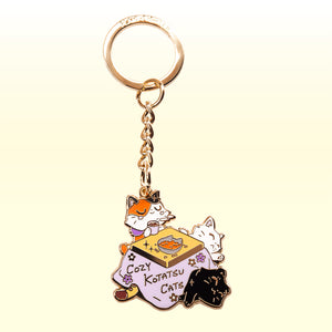 Cozy Kotatsu Cats Enamel Keychain Keychain Flair Fighter