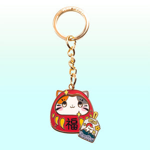 Daruma Cat Enamel Keychain Keychain Flair Fighter