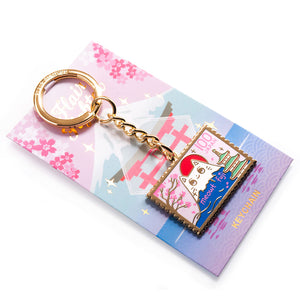 Meowt Fuji Cat Stamp Enamel Keychain Keychain Flair Fighter