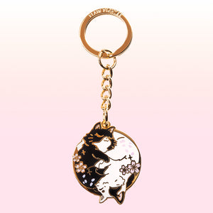 Sakura Yin Yang Cats Enamel Keychain Keychains Flair Fighter