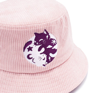 Day & Night Cats Pink Corduroy Bucket Hat Bucket Hats Flair Fighter