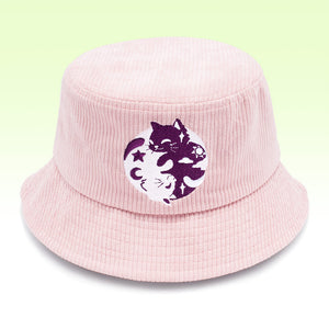 Day & Night Cats Pink Corduroy Bucket Hat Bucket Hats Flair Fighter