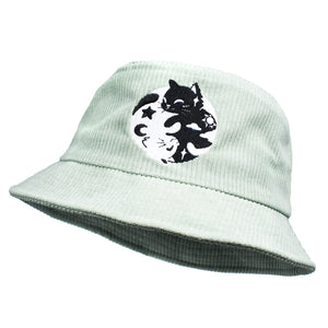 Day & Night Cats Teal Corduroy Bucket Hat Bucket Hats Flair Fighter