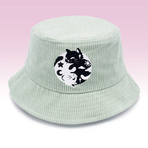 Day & Night Cats Teal Corduroy Bucket Hat Bucket Hats Flair Fighter