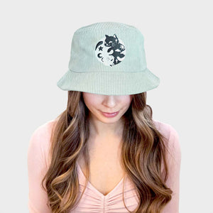 Day & Night Cats Teal Corduroy Bucket Hat Bucket Hats Flair Fighter