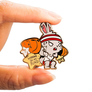 Weight Lifting Bunny Enamel Pin Brooches & Lapel Pins Flair Fighter