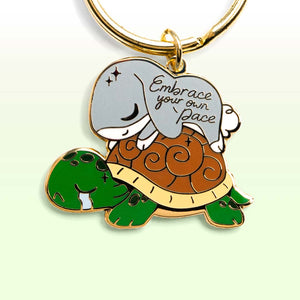 Rabbit & Turtle Enamel Keychain  Flair Fighter