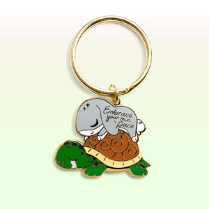 Rabbit & Turtle Enamel Keychain  Flair Fighter