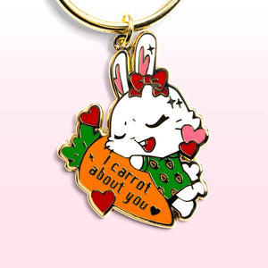I Carrot About You Bunny Enamel Keychain  Flair Fighter