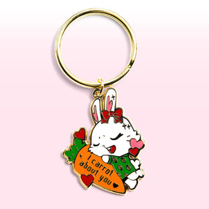 I Carrot About You Bunny Enamel Keychain  Flair Fighter