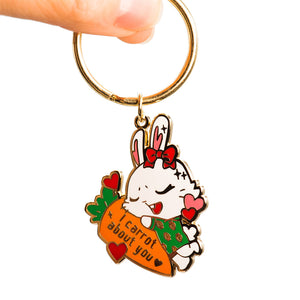 I Carrot About You Bunny Enamel Keychain  Flair Fighter