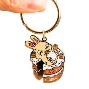 Carrot Cake Bunny Enamel Keychain  Flair Fighter