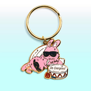 De-Energized Bunny Enamel Keychain  Flair Fighter