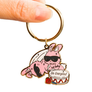 De-Energized Bunny Enamel Keychain  Flair Fighter