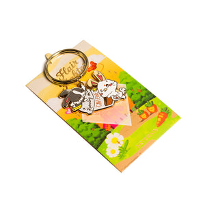 Running on Caffeine Bunnies Enamel Keychain  Flair Fighter