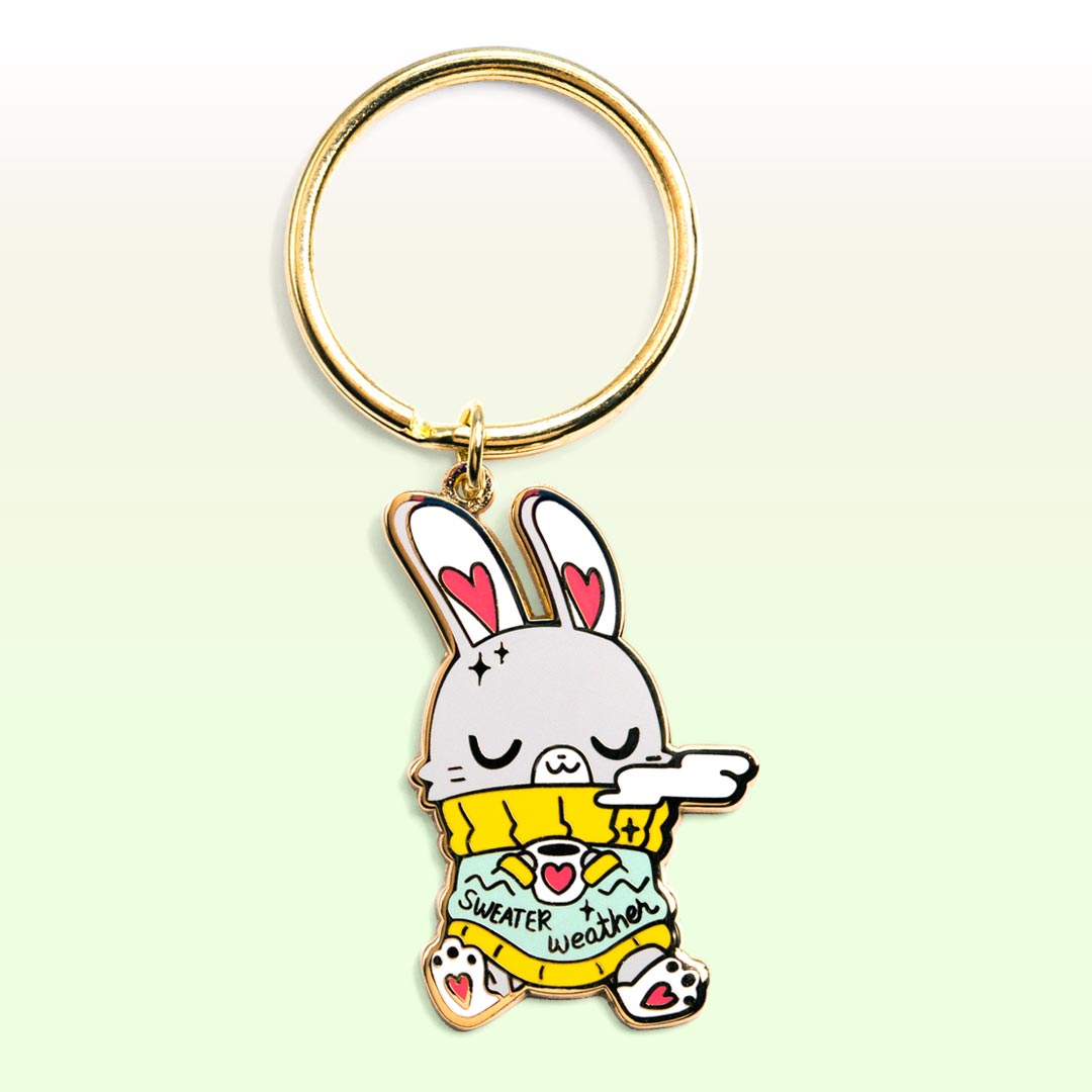 Sweater Weather Bunny Enamel Keychain  Flair Fighter   