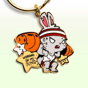 Weight Lifting Bunny Enamel Keychain  Flair Fighter