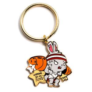 Weight Lifting Bunny Enamel Keychain  Flair Fighter