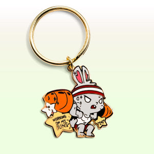 Weight Lifting Bunny Enamel Keychain  Flair Fighter