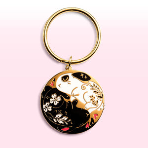 Black & White Bunnies Flop Enamel Keychain  Flair Fighter