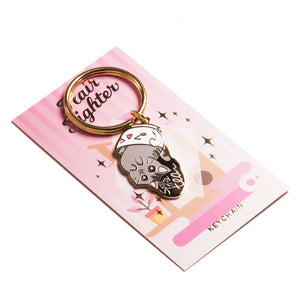 Spill the Tea Cat Enamel Keychain  Flair Fighter