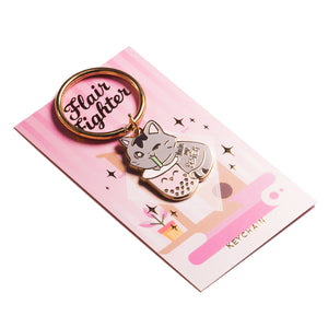 You're My Bestea Boba Cat Enamel Keychain  Flair Fighter