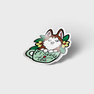 "I Need Tea" Husky Vinyl Sticker Decorative Stickers Flair Fighter