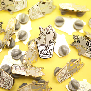 Cat (Cup) Noodles Enamel Pin Brooches & Lapel Pins Flair Fighter