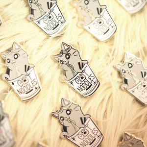 Cat (Cup) Noodles Enamel Pin Brooches & Lapel Pins Flair Fighter