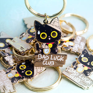 Bad Luck Club Black Cat Enamel Keychain  Flair Fighter