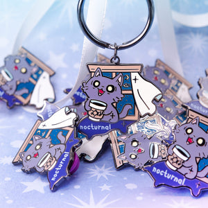 Nocturnal (Nebelung Cat) Keychain  Flair Fighter