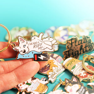 "I've Had a Ruff Day" Husky Enamel Keychain  Flair Fighter
