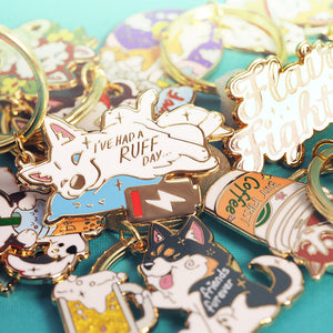"I've Had a Ruff Day" Husky Enamel Keychain  Flair Fighter