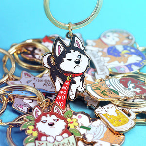 Stubborn Husky Enamel Keychain  Flair Fighter