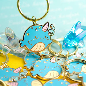 Sleepy Whale Enamel Keychain  Flair Fighter
