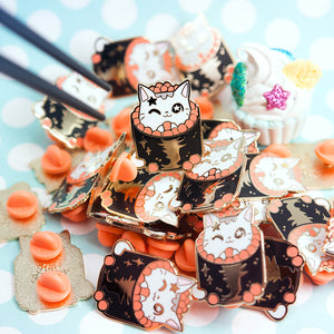 Ikura Sushi Cat Enamel Pin Brooches & Lapel Pins Flair Fighter