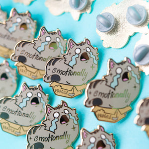 Emotionally Fragile (Maine Coon Cat) Enamel Pin Brooches & Lapel Pins Flair Fighter