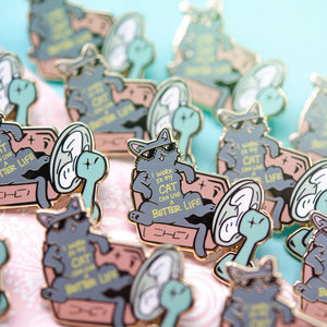 I Work So My Cat Can Live A Better Life (Korat Cat) Enamel Pin Brooches & Lapel Pins Flair Fighter