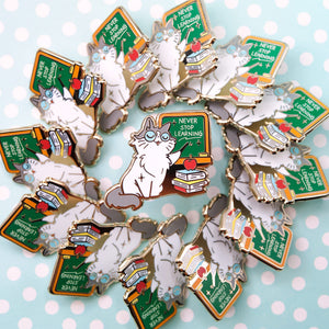 Never Stop Learning (Ragamuffin Cat) Enamel Pin Brooches & Lapel Pins Flair Fighter