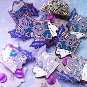 Nocturnal (Nebelung Cat) Enamel Pin Brooches & Lapel Pins Flair Fighter