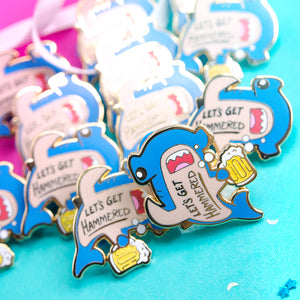 Let's Get Hammered Hammerhead Shark Enamel Pin (Blue Variant) Brooches & Lapel Pins Flair Fighter