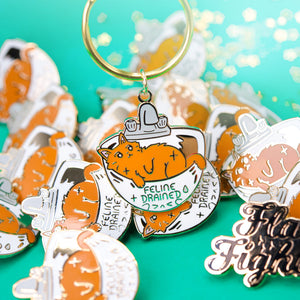Feline Drained (Havana Brown Cat) Keychain  Flair Fighter