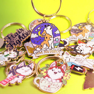 "Howl You Doin'?" Husky Enamel Keychain  Flair Fighter