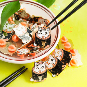 Ikura Sushi Cat Enamel Pin Brooches & Lapel Pins Flair Fighter
