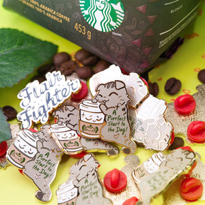 A Purrfect Start To The Day S*Bucks Version (Scottish Fold Cat) Enamel Pin Brooches & Lapel Pins Flair Fighter