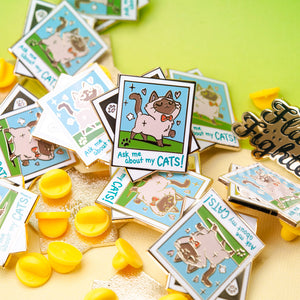 Ask Me About My Cats! (Tonkinese Cat) Enamel Pin Brooches & Lapel Pins Flair Fighter