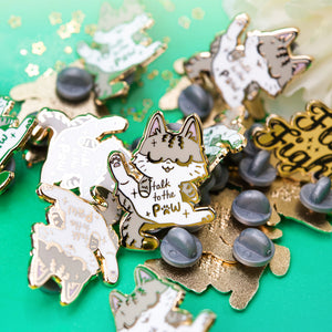 Talk To The Paw (Egyptian Mau Cat) Enamel Pin Brooches & Lapel Pins Flair Fighter